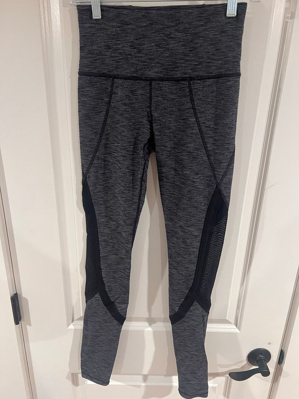 Athleta Grey XS Leggings ankle length sheer black cut outs
